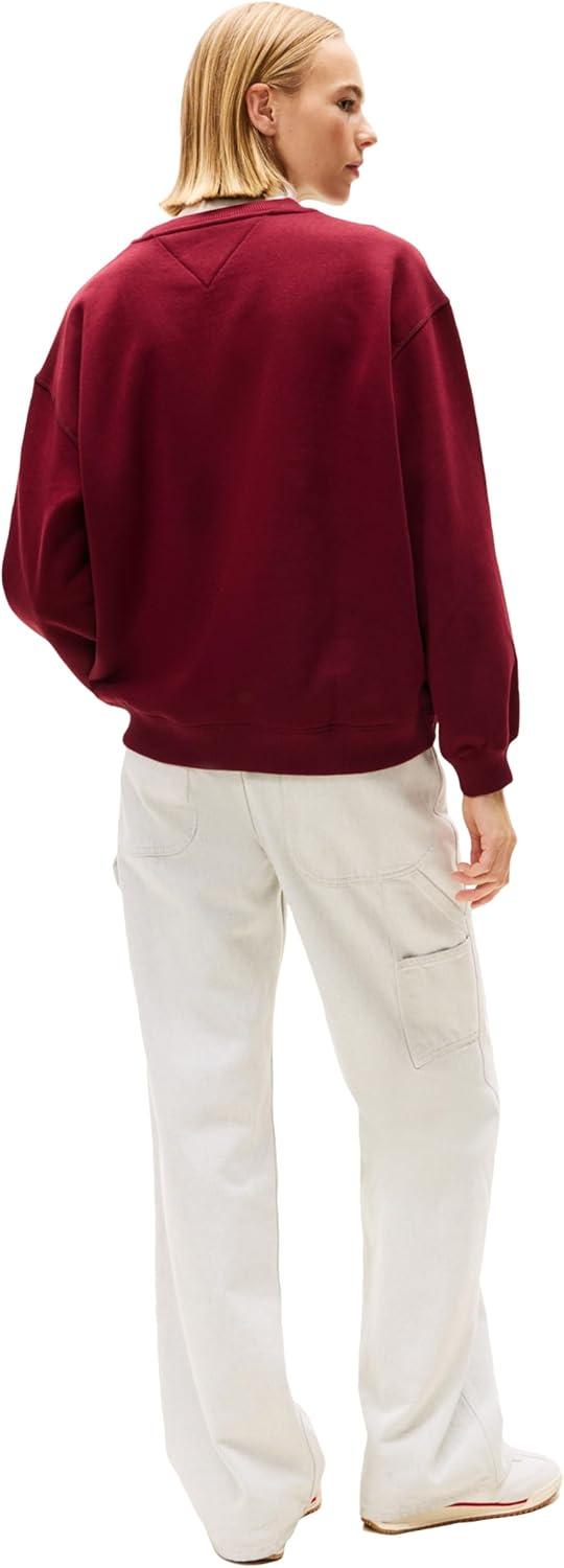 imageTommy Jeans womens Medium Weight Pullover Crewneck With Printed LogoDeep Rouge