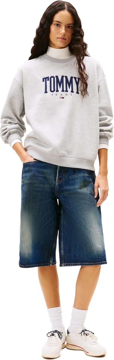 imageTommy Jeans womens Medium Weight Pullover Crewneck With Printed LogoLight Grey Heather
