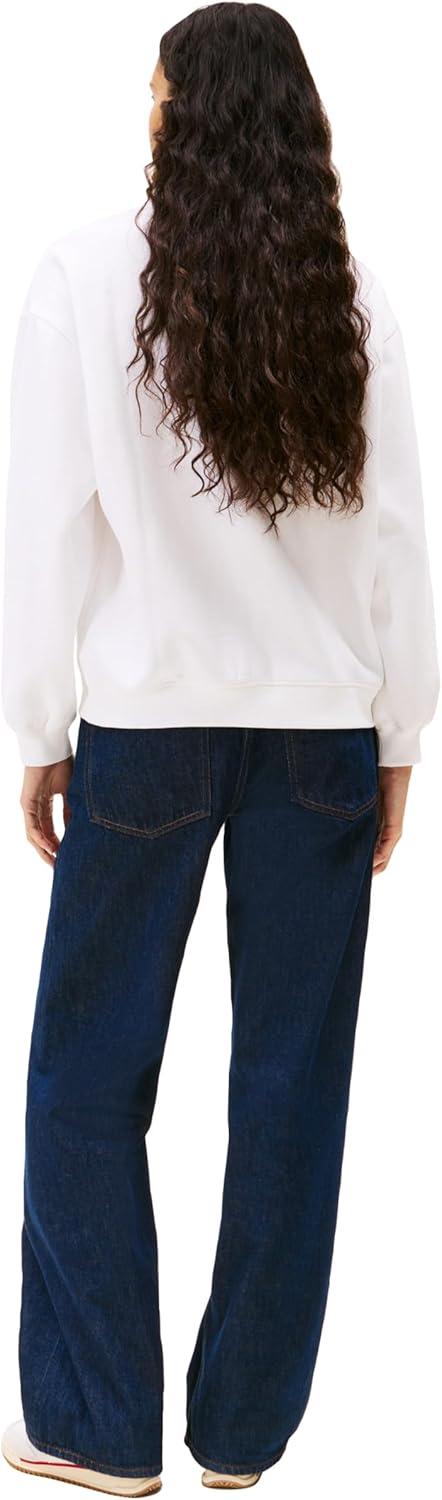 imageTommy Jeans womens Medium Weight Pullover Crewneck With Printed LogoOptic White