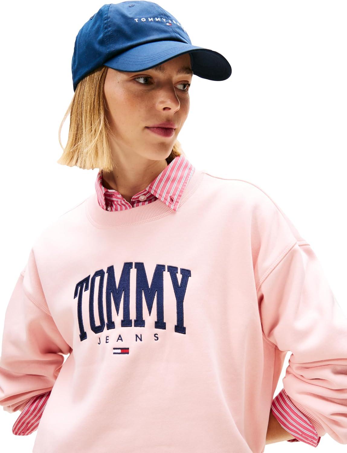 imageTommy Jeans womens Medium Weight Pullover Crewneck With Printed LogoPink Dream
