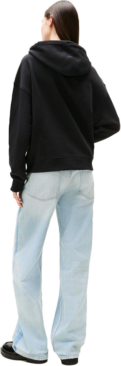 imageTommy Jeans womens Medium Weight Pullover Hoodie With Embroidered Flag LogoBlack