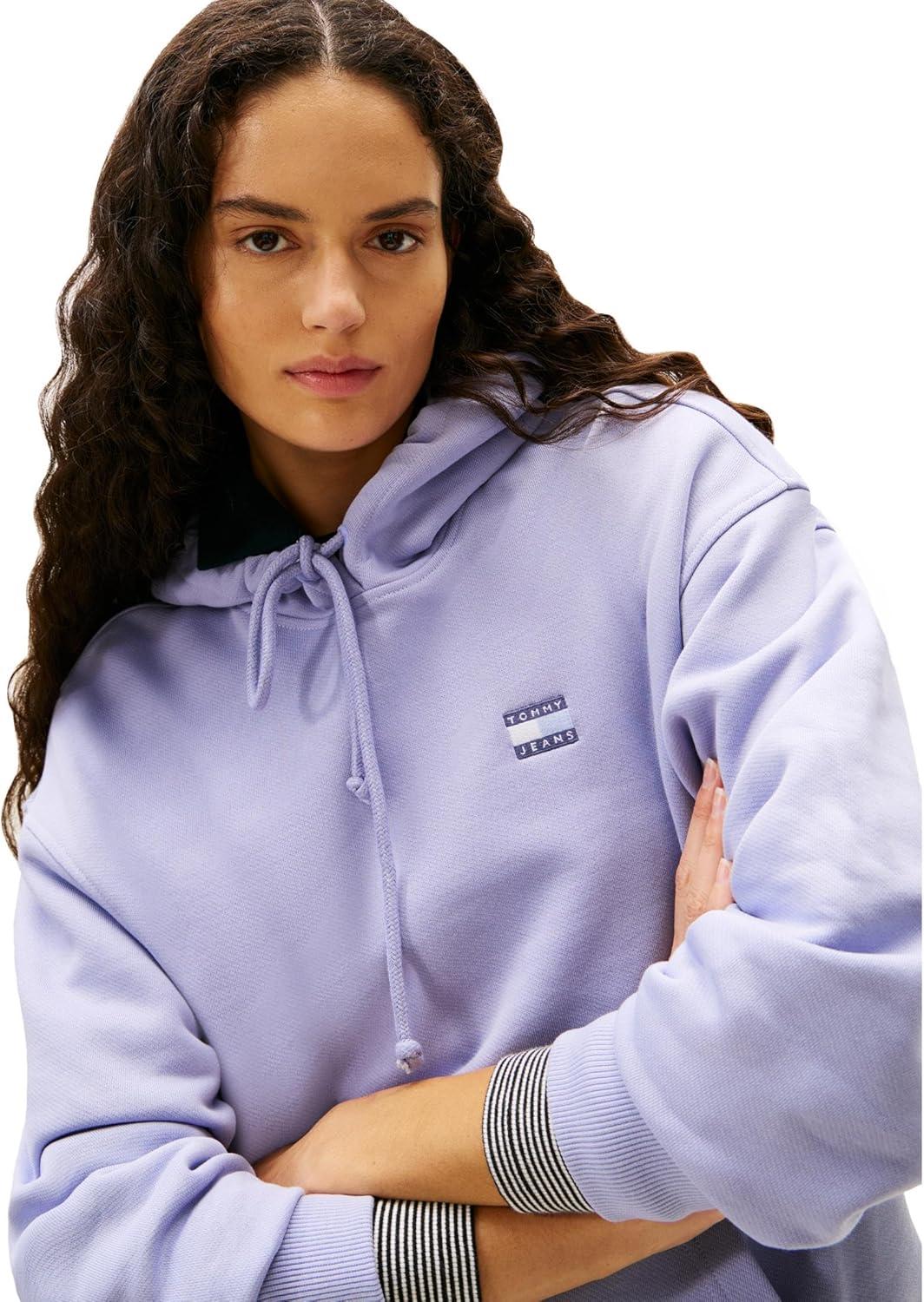 imageTommy Jeans womens Medium Weight Pullover Hoodie With Embroidered Flag LogoPeriwinkle Dusk