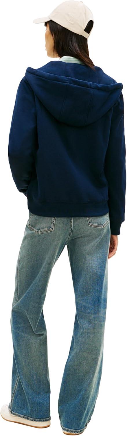 imageTommy Jeans womens Medium Weight Zip Up Hoodie With Printed Logo and DrawstringDark Night Navy
