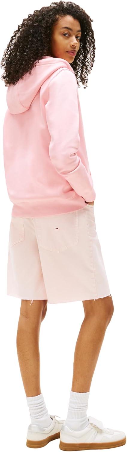 imageTommy Jeans womens Medium Weight Zip Up Hoodie With Script Logo and DrawstringBallet Pink