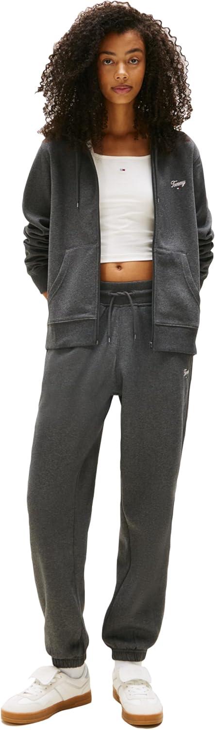 imageTommy Jeans womens Medium Weight Zip Up Hoodie With Script Logo and DrawstringDark Grey Heather