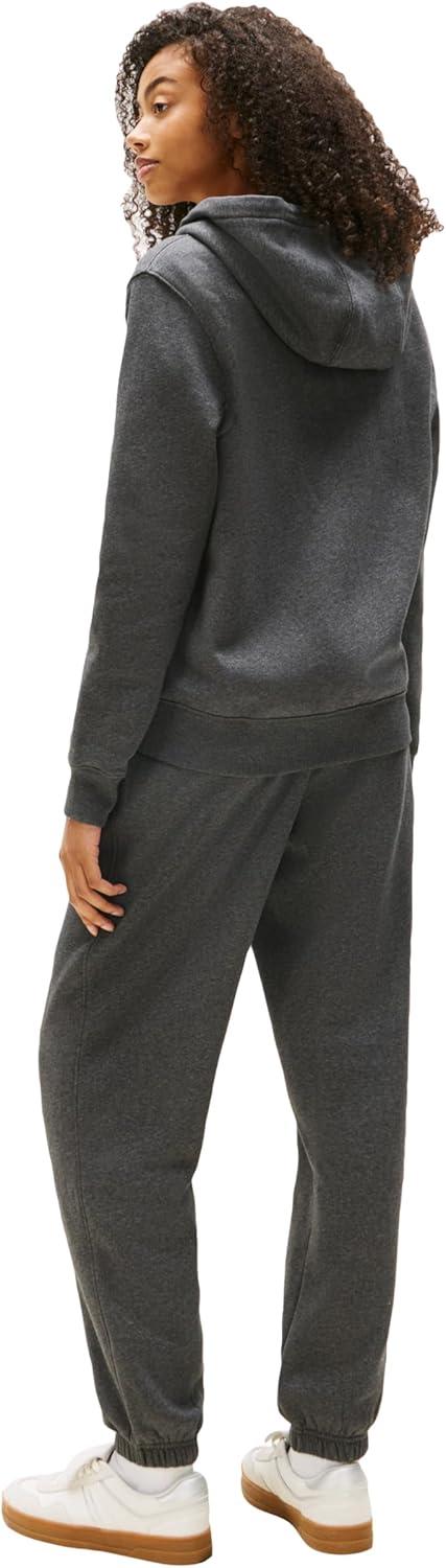 imageTommy Jeans womens Medium Weight Zip Up Hoodie With Script Logo and DrawstringDark Grey Heather