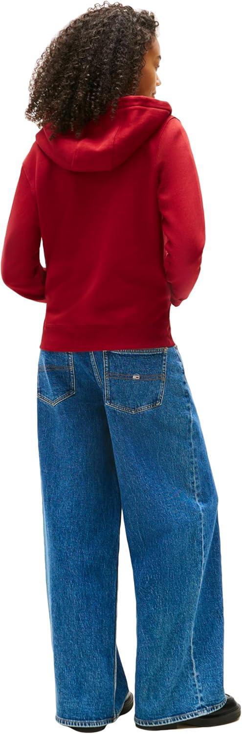 imageTommy Jeans womens Medium Weight Zip Up Hoodie With Script Logo and DrawstringRegatta Red