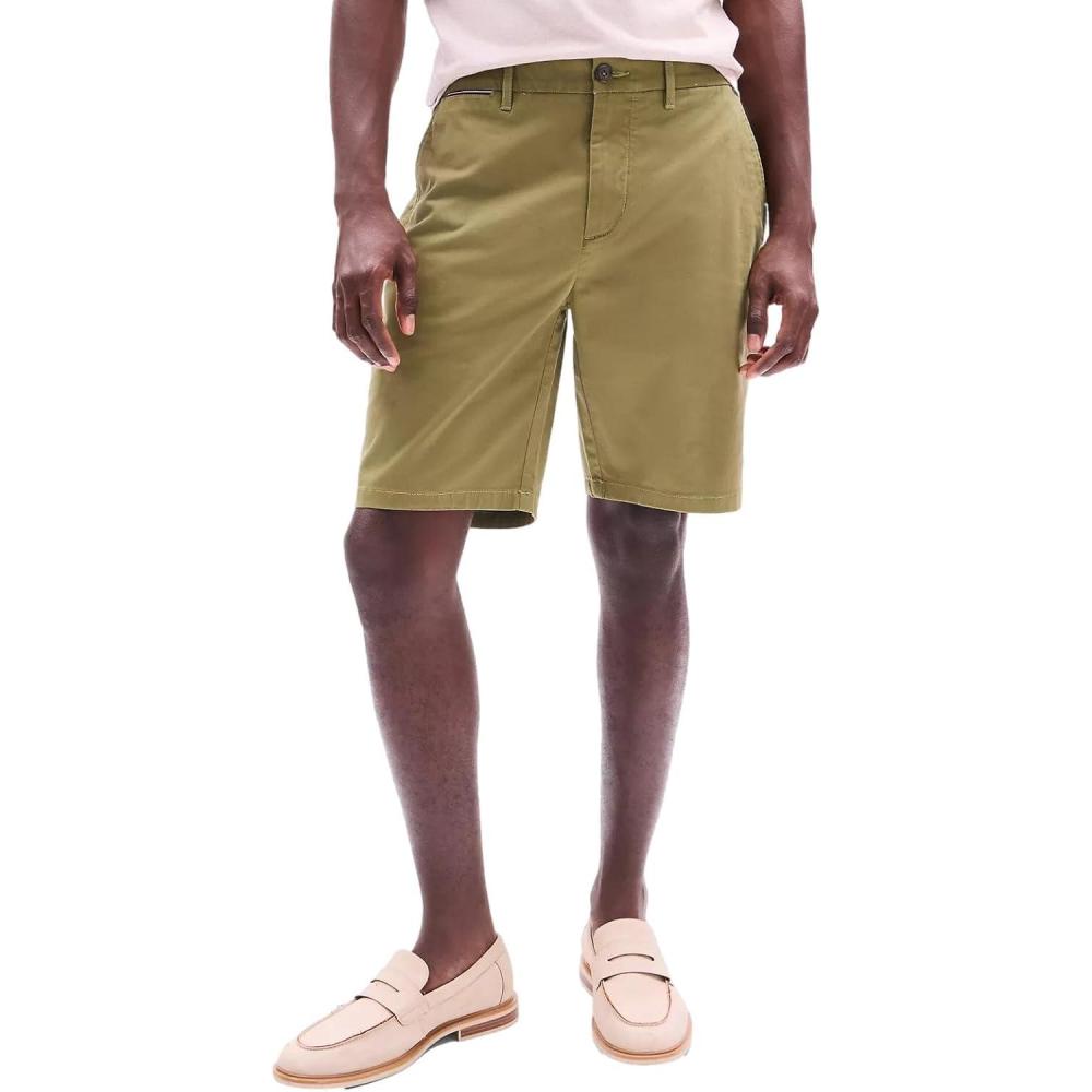 imageTommy Hilfiger Mens Casual Stretch 9 Inseam Chino ShortsTh Uniform Olive