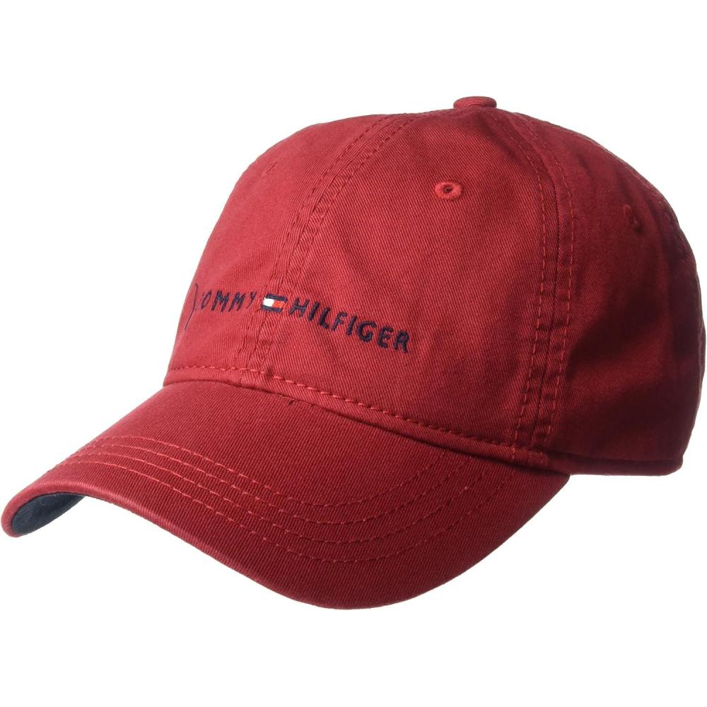 imageTommy Hilfiger Mens Cotton Logo Adjustable Baseball CapTommy Red