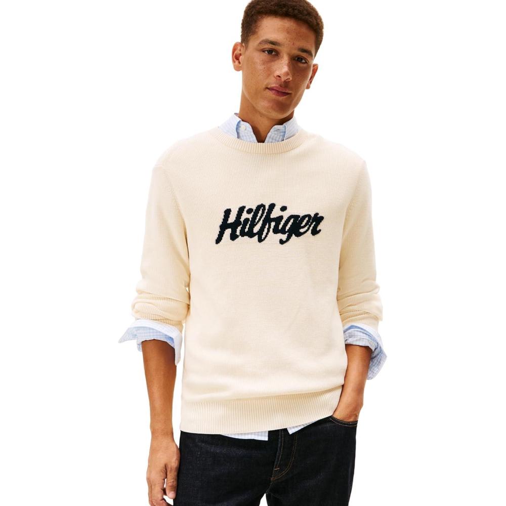 imageTommy Hilfiger Mens Graphic Cotton Crewneck Lightweight Sweater PulloverCalico