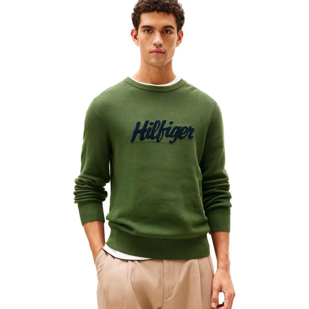 imageTommy Hilfiger Mens Graphic Cotton Crewneck Lightweight Sweater PulloverMountain Pine