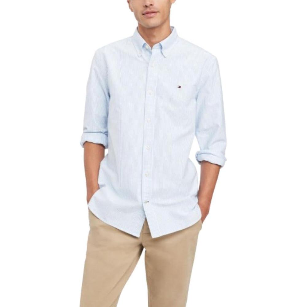 imageTommy Hilfiger Mens Long Sleeve Button Down Oxford Shirt in Regular FitCopenhagen Blue