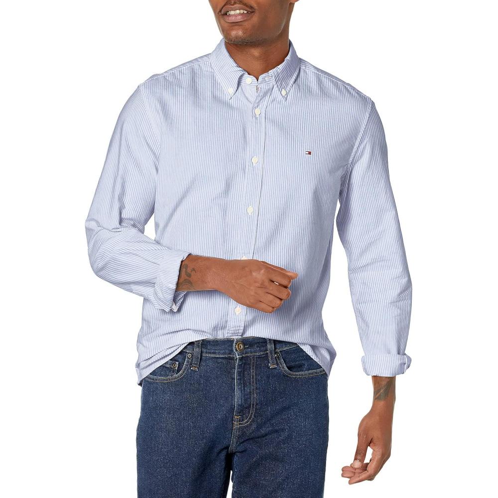 imageTommy Hilfiger Mens Long Sleeve Button Down Oxford Shirt in Regular FitSky Blue