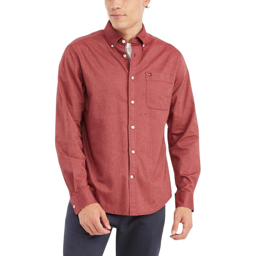 imageTommy Hilfiger Mens Long Sleeve Button Down Stretch Oxford Shirt in Regular FitRouge