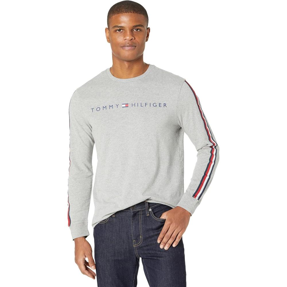 imageTommy Hilfiger Mens Long Sleeve Cotton Stretch Basic Slim Fit TShirtsGrey Heather