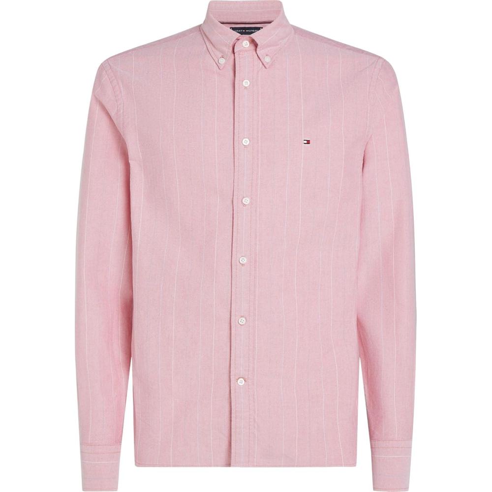 imageTommy Hilfiger Mens Long Sleeve Oxford Shirts in Regular Fit Mens Button Down Shirts Also Available in Big and TallMedium Red  Multi