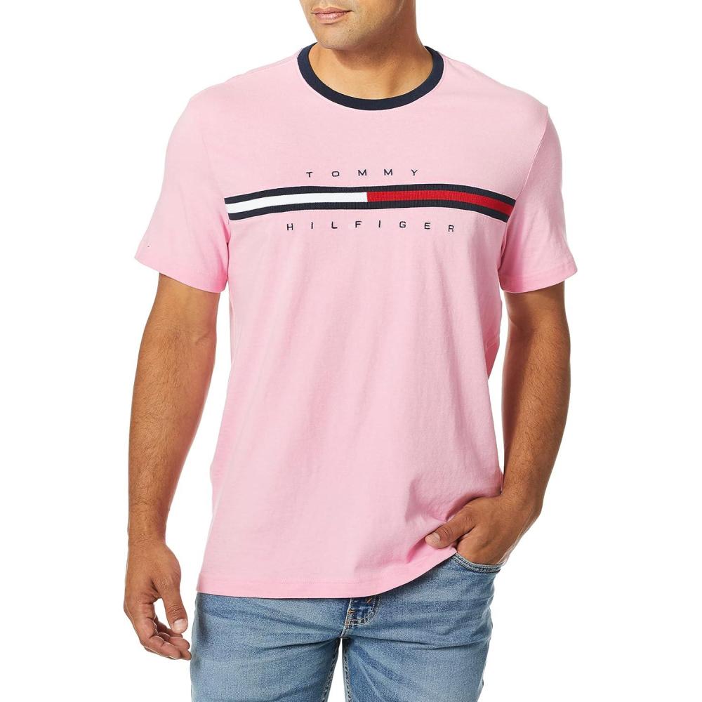 imageTommy Hilfiger Mens M Script Tino Ss TeeFluro Pink
