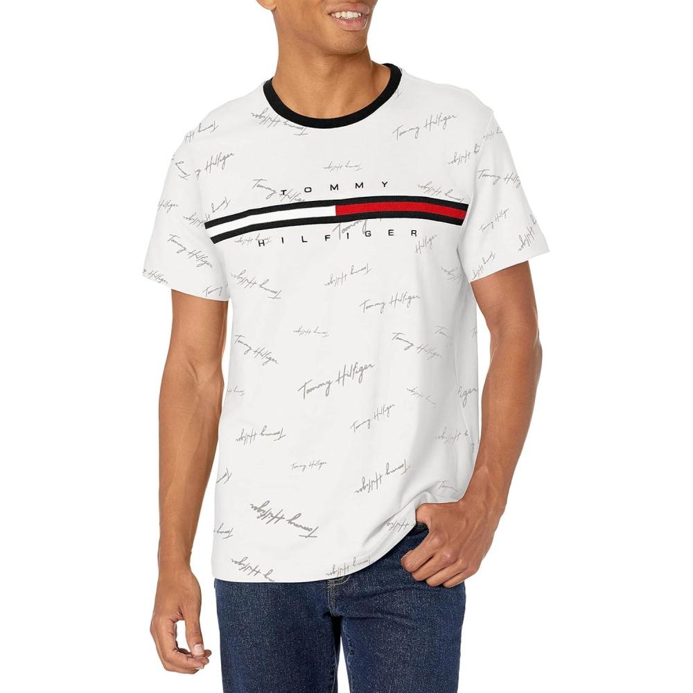 imageTommy Hilfiger Mens M Script Tino Ss TeeScript Tino Bright White