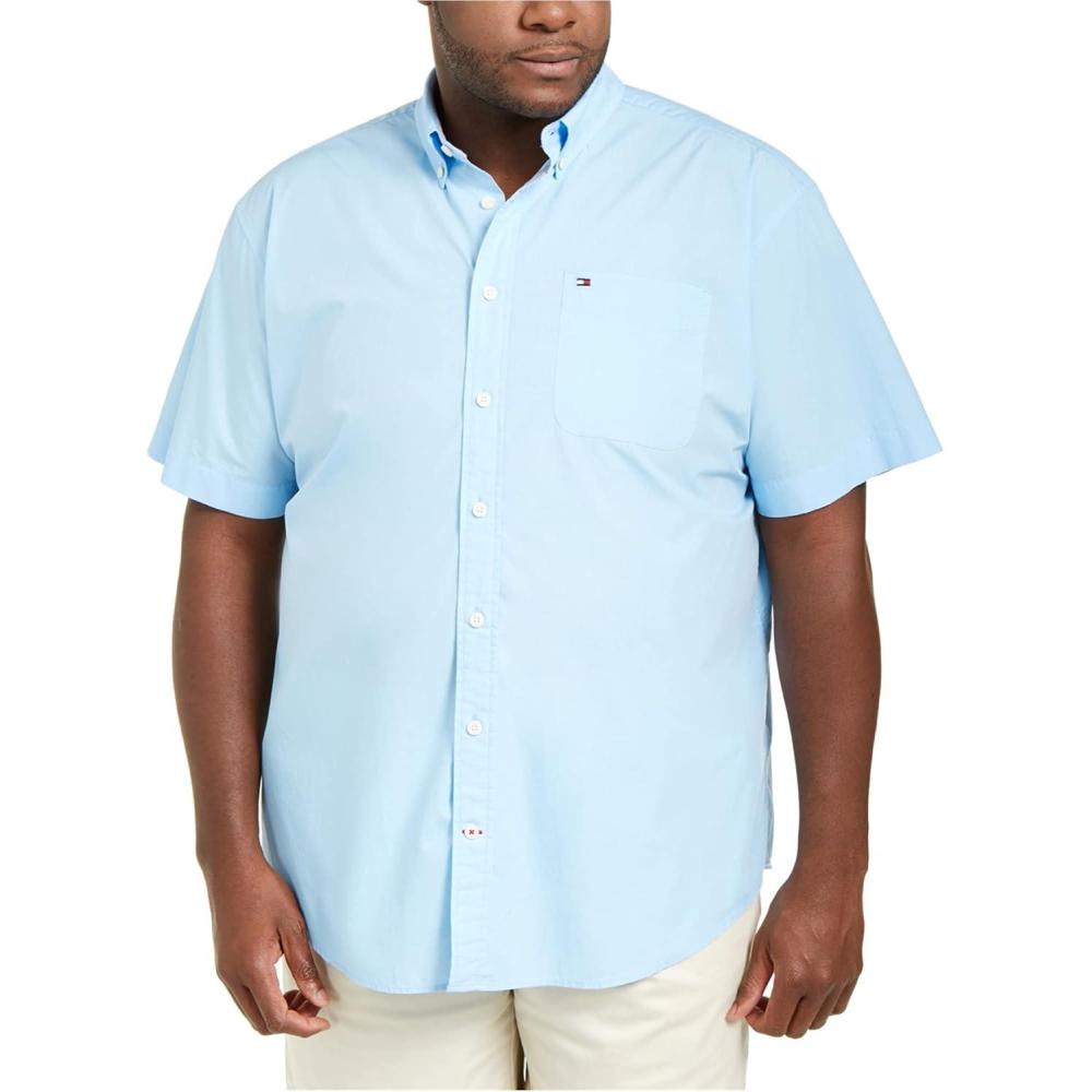 imageTommy Hilfiger Mens Short Sleeve ButtonDown ShirtBlue Bell