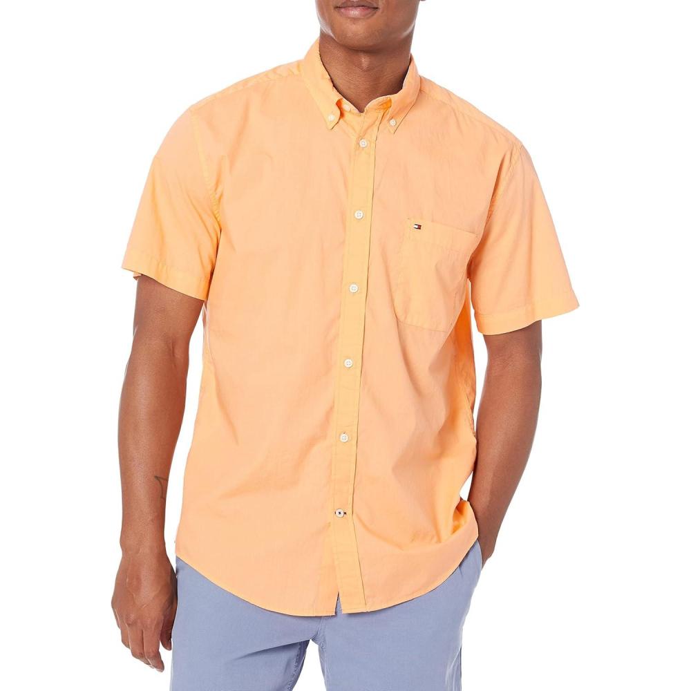 imageTommy Hilfiger Mens Short Sleeve ButtonDown ShirtCanteloupe