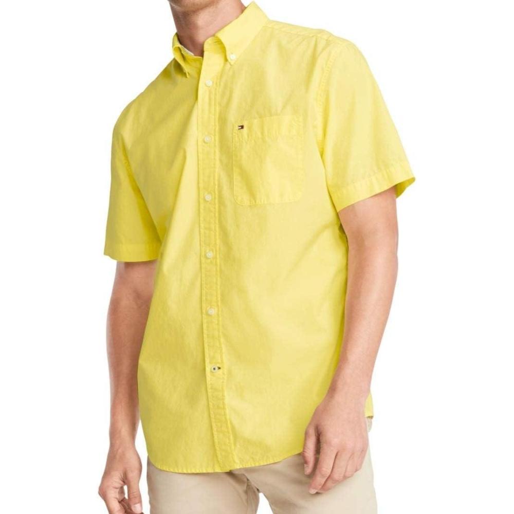 imageTommy Hilfiger Mens Short Sleeve ButtonDown ShirtLimelight