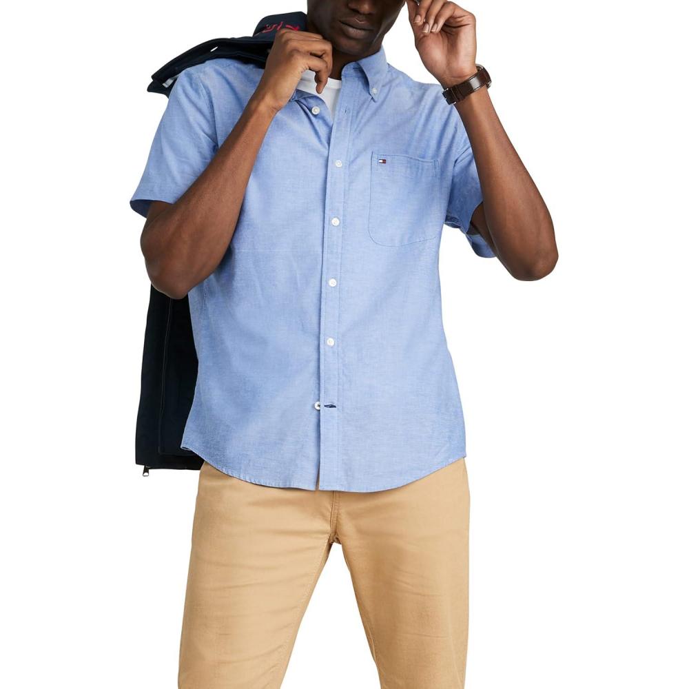 imageTommy Hilfiger Mens Short Sleeve Casual Button Down Shirt in Regular FitRoyalty