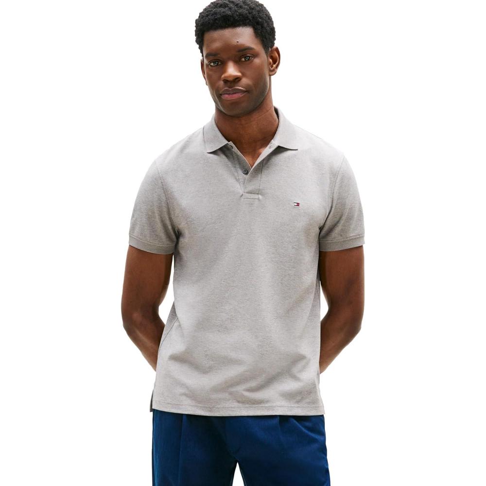 imageTommy Hilfiger Mens Short Sleeve Casual Dri Fit Polo Shirts in Regular Fit with Moisture Wicking and StretchMedium Grey Heather