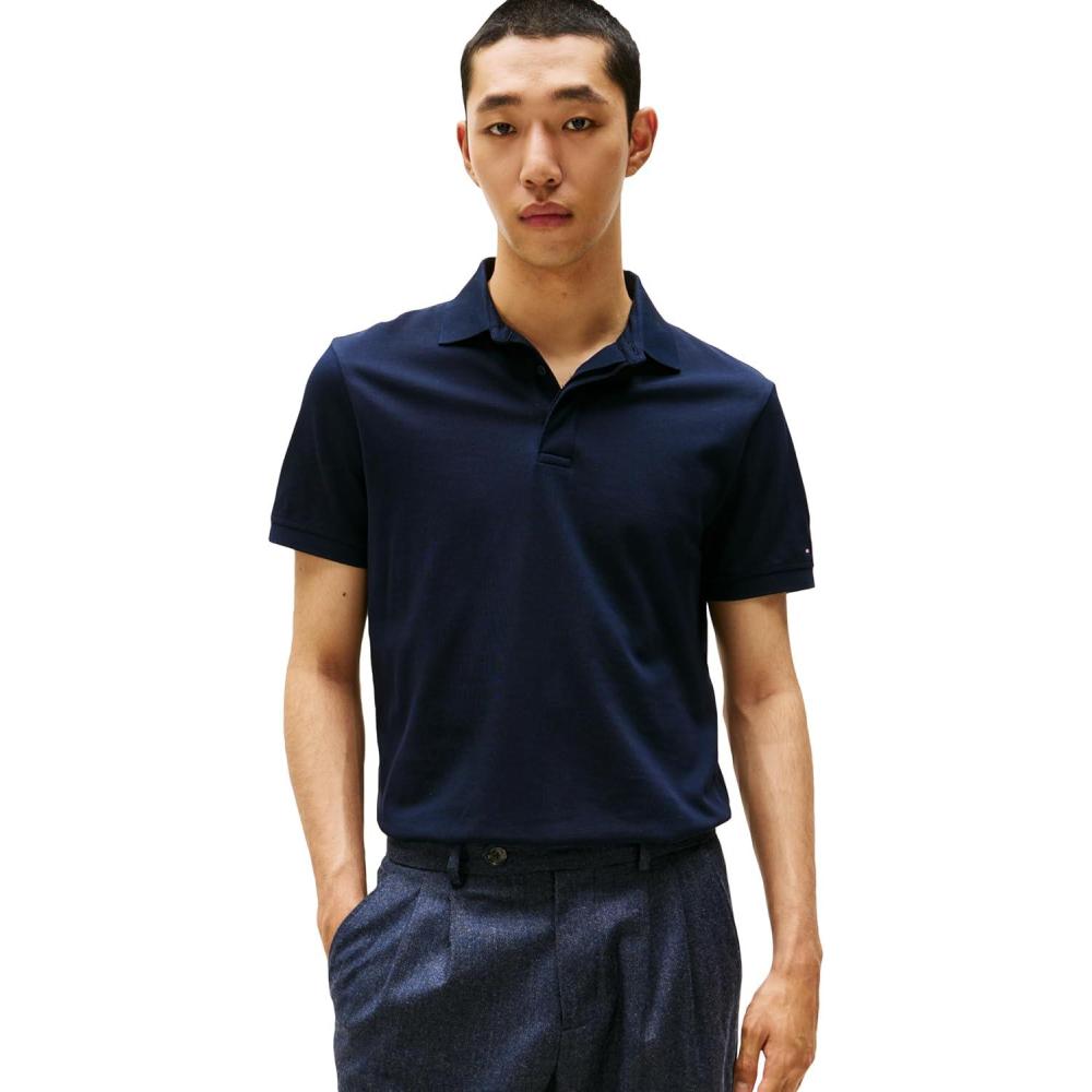 imageTommy Hilfiger Mens Short Sleeve Casual Polo Shirts in Regular Fit with Hidden Placket DesignDesert Sky