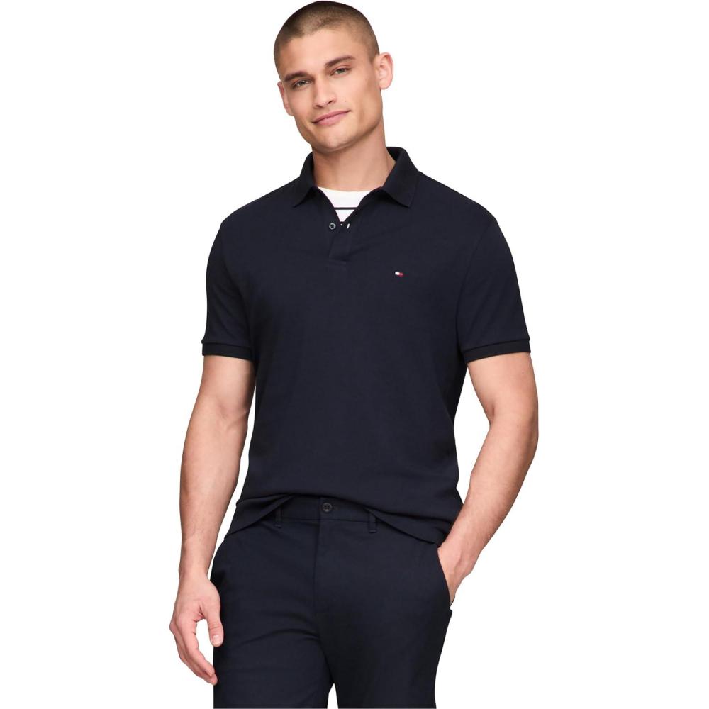 imageTommy Hilfiger Mens Short Sleeve Casual Polo Shirts in Regular Fit with Liquid CottonDesert Sky