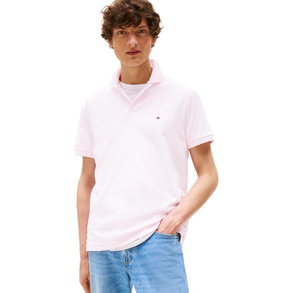 imageTommy Hilfiger Mens Short Sleeve Casual Polo Shirts in Regular Fit with Liquid CottonLight Pink