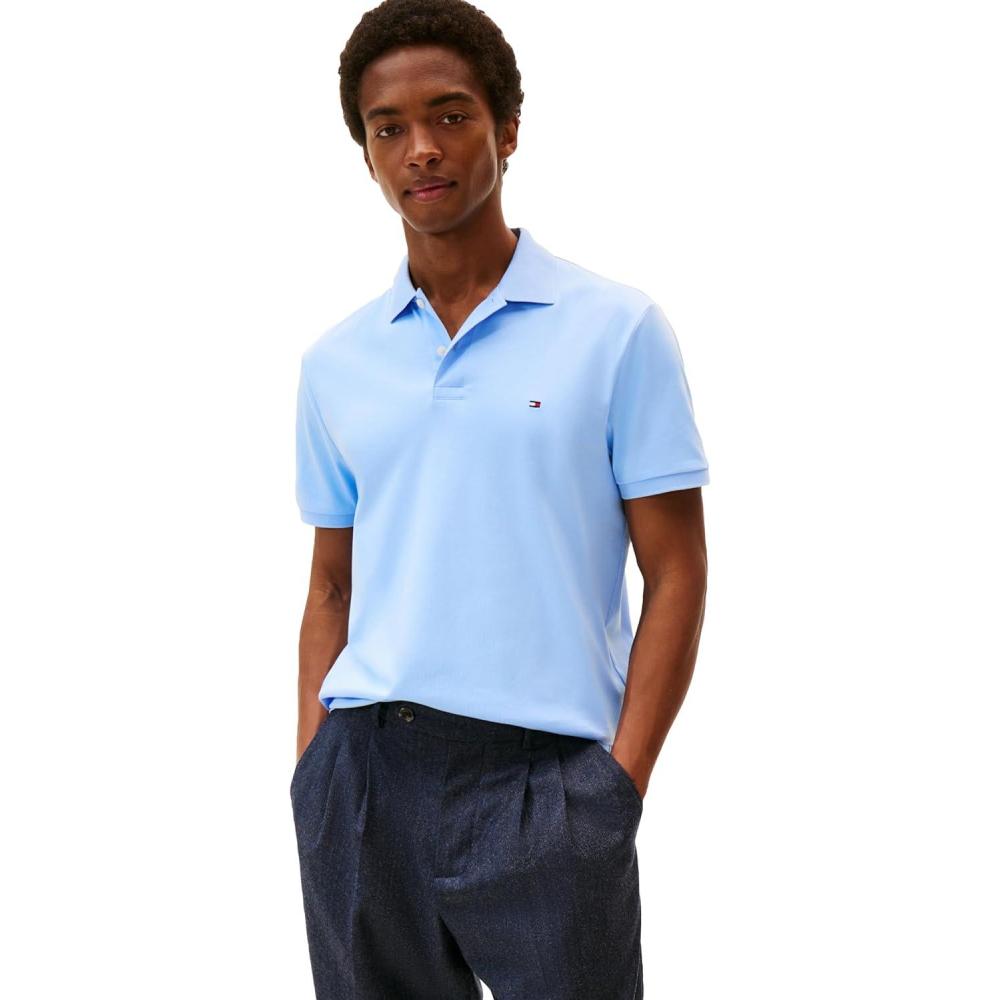 imageTommy Hilfiger Mens Short Sleeve Casual Polo Shirts in Regular Fit with Liquid CottonVessel Blue