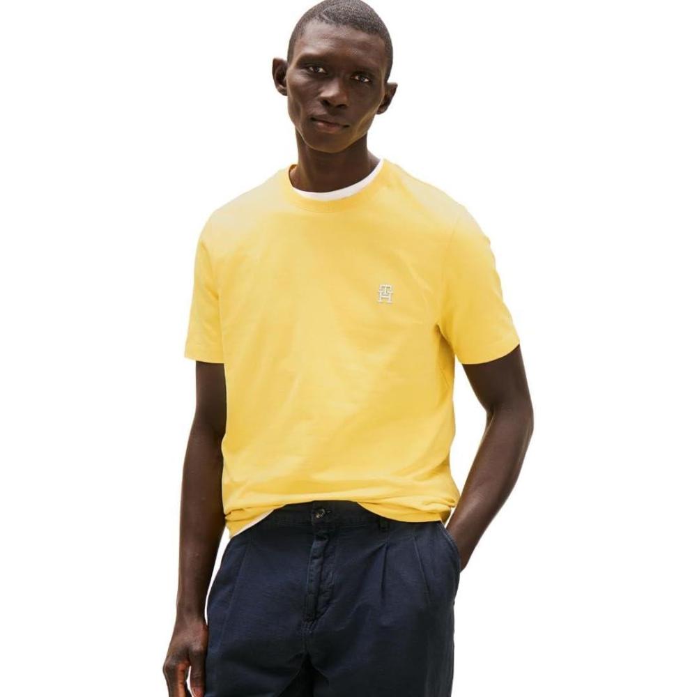 imageTommy Hilfiger Mens Short Sleeve Cotton Graphic TShirts with Embroidered Monogram LogoCitronella