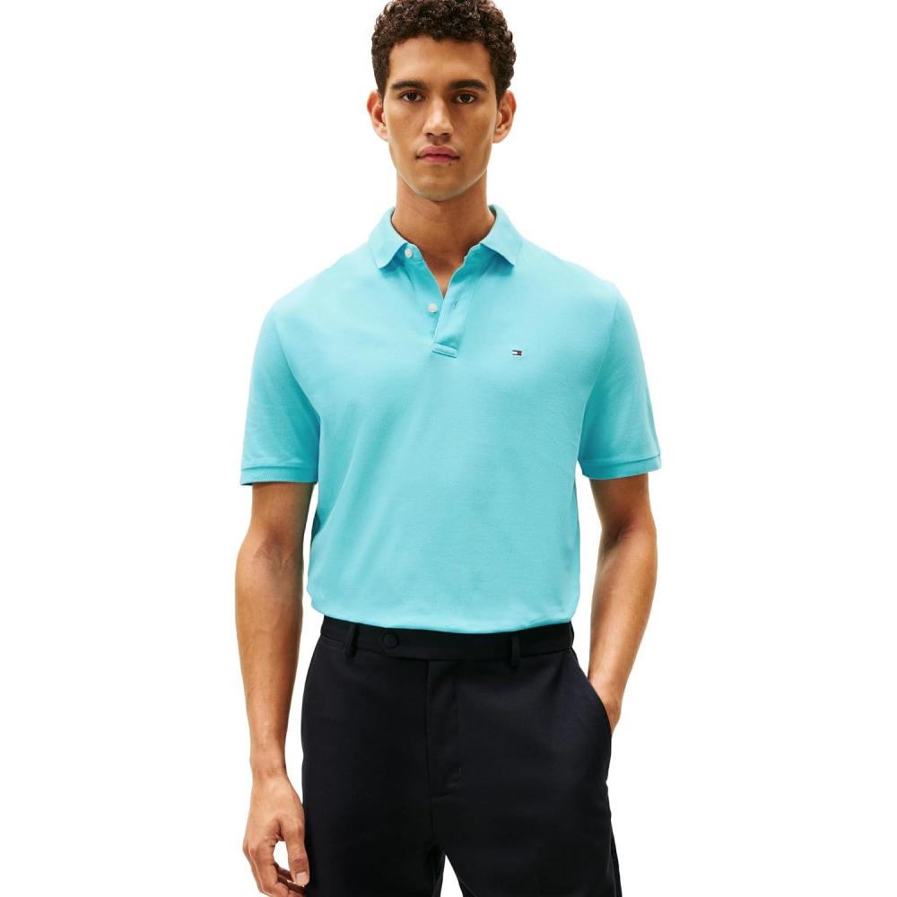 imageTommy Hilfiger Mens Short Sleeve Cotton Pique Polo Shirt in Classic FitBlue