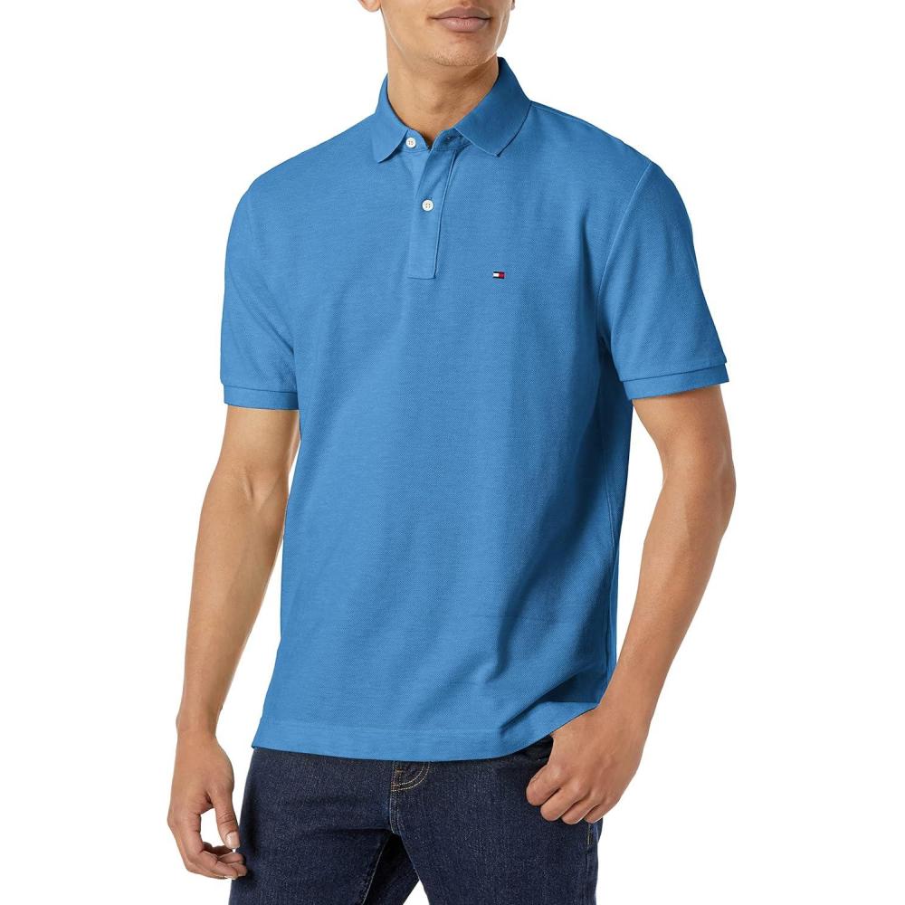 imageTommy Hilfiger Mens Short Sleeve Cotton Pique Polo Shirt in Classic FitFederal Blue