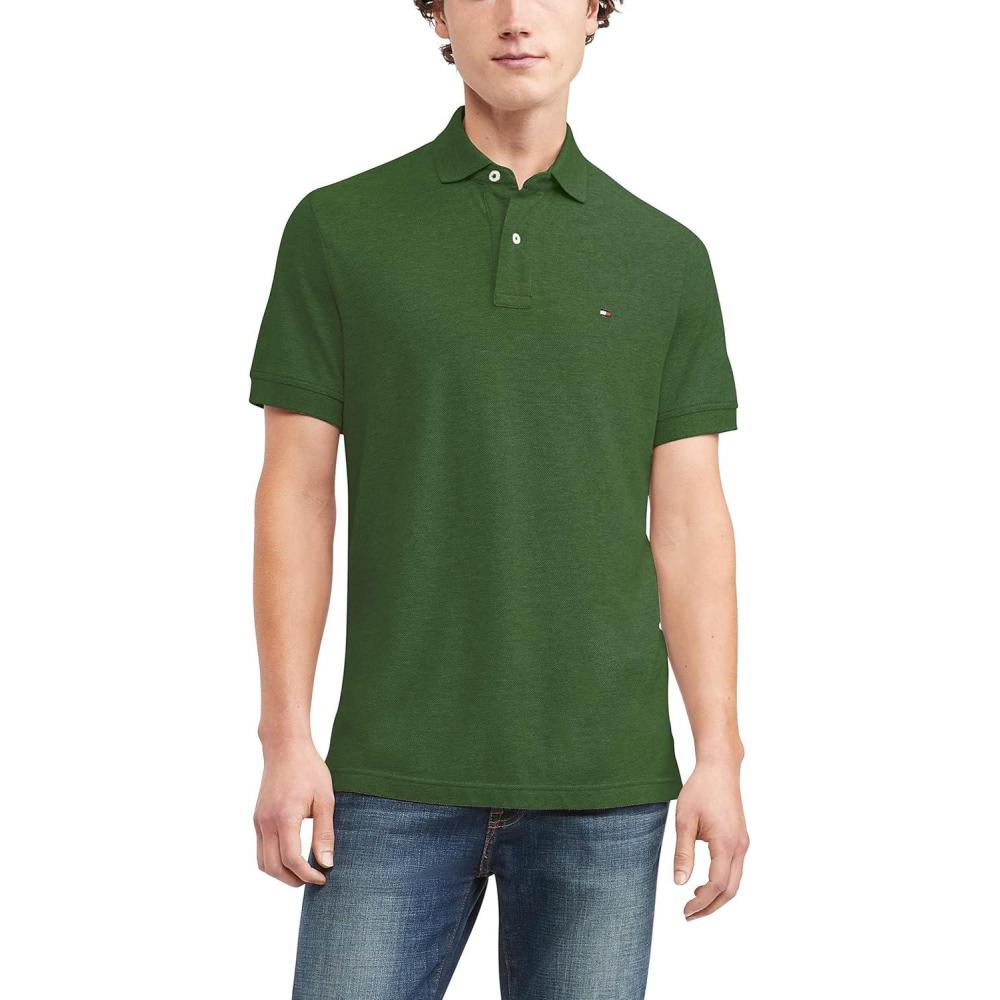 imageTommy Hilfiger Mens Short Sleeve Cotton Pique Polo Shirt in Classic FitGreener Pasture