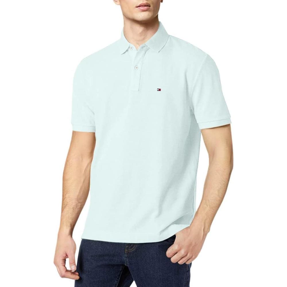 imageTommy Hilfiger Mens Short Sleeve Cotton Pique Polo Shirt in Classic FitLimpet Shell Heather