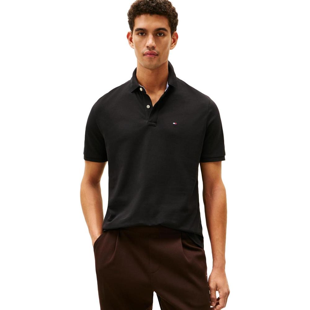 imageTommy Hilfiger Mens Short Sleeve Cotton Pique Polo Shirt in Classic FitTommy Black