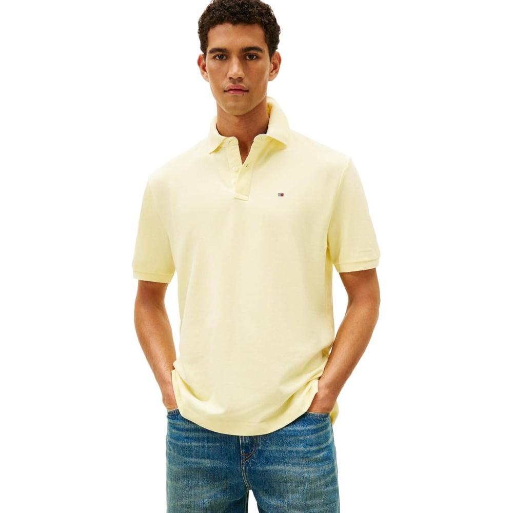 imageTommy Hilfiger Mens Short Sleeve Cotton Pique Polo Shirt in Classic FitWax Yellow