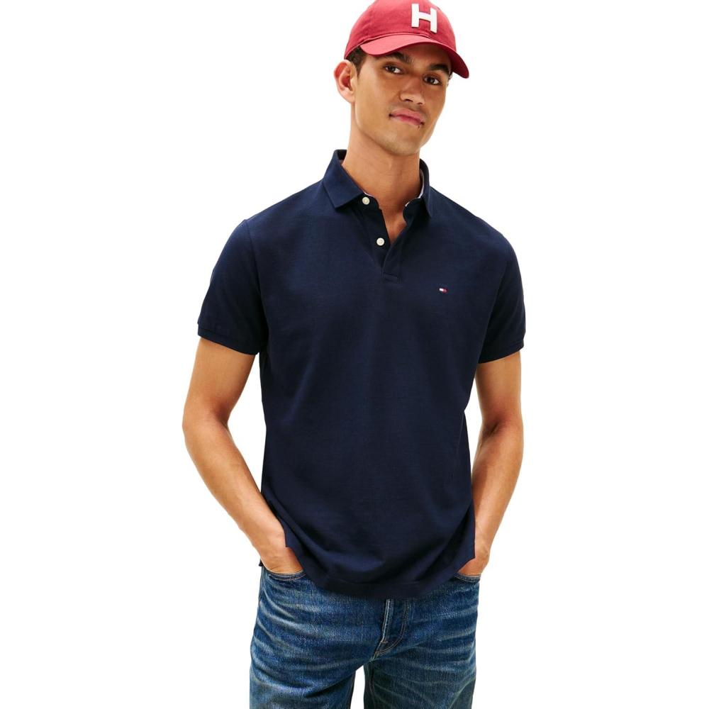 imageTommy Hilfiger Mens Short Sleeve Cotton Pique Polo Shirt in Regular FitClassic Navy