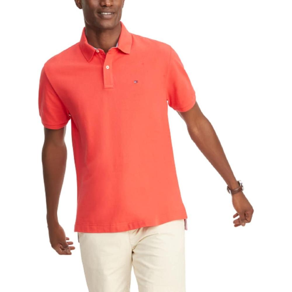 imageTommy Hilfiger Mens Short Sleeve Cotton Pique Polo Shirt in Regular FitMedium Red Heather