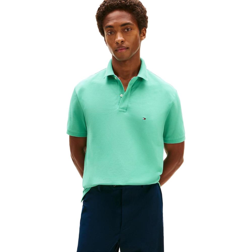 imageTommy Hilfiger Mens Short Sleeve Cotton Pique Polo Shirt in Regular FitTurquoise