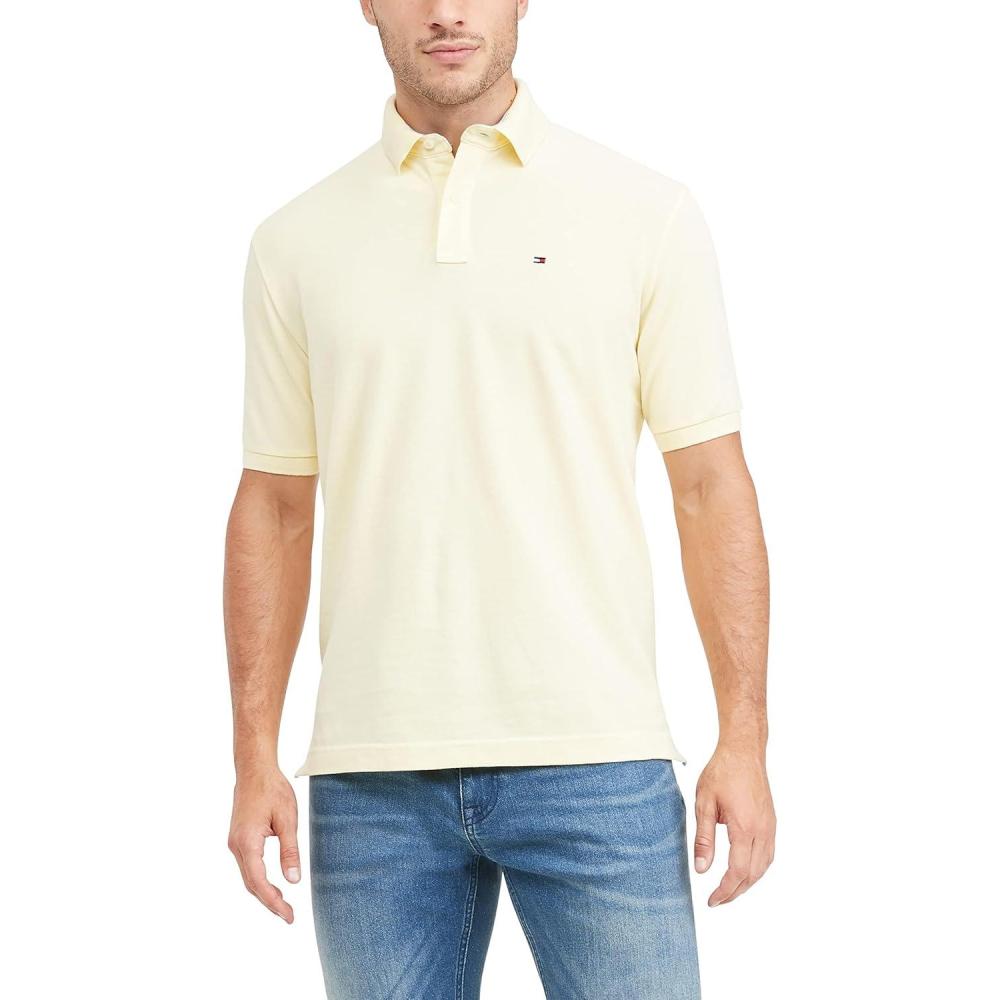 imageTommy Hilfiger Mens Short Sleeve Cotton Pique Polo Shirt in Regular FitWarm Yellow