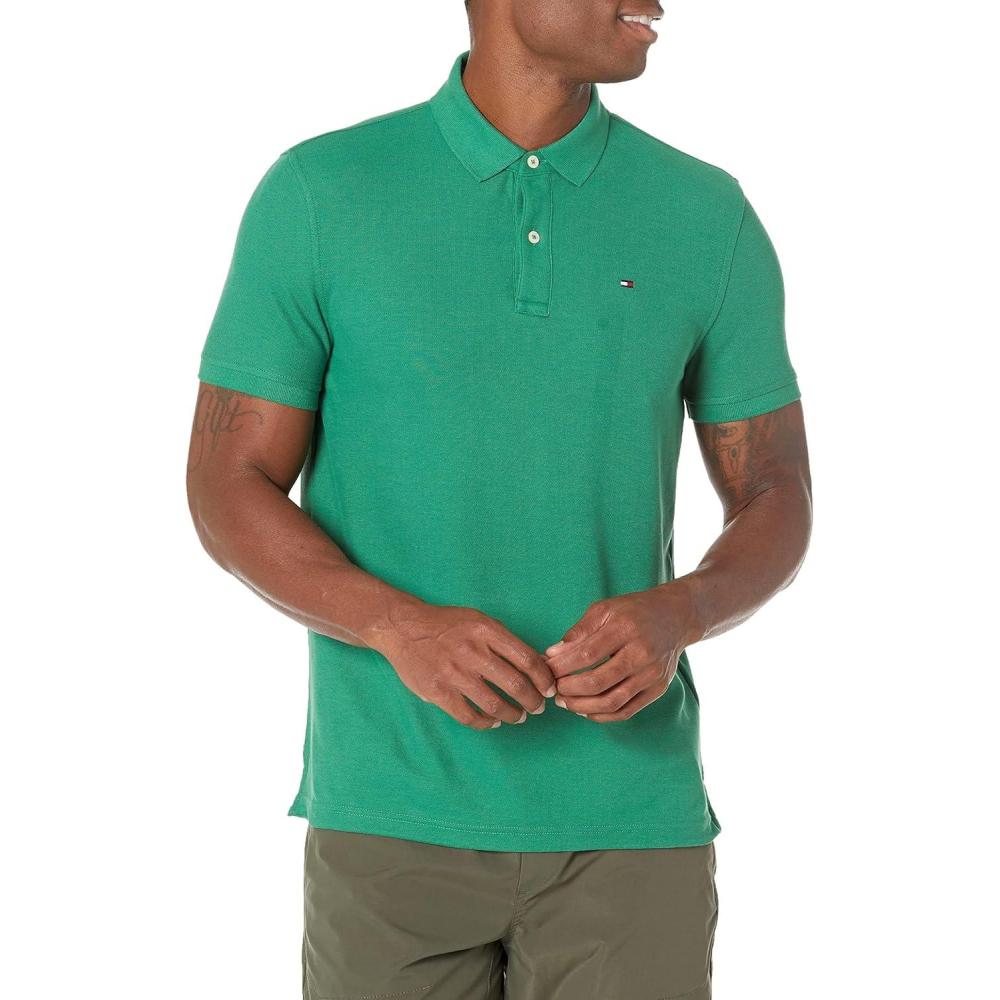 imageTommy Hilfiger Mens Short Sleeve Moisture Wicking Stretch Polo Shirt with Quick Dry UV ProtectionEchos of Green
