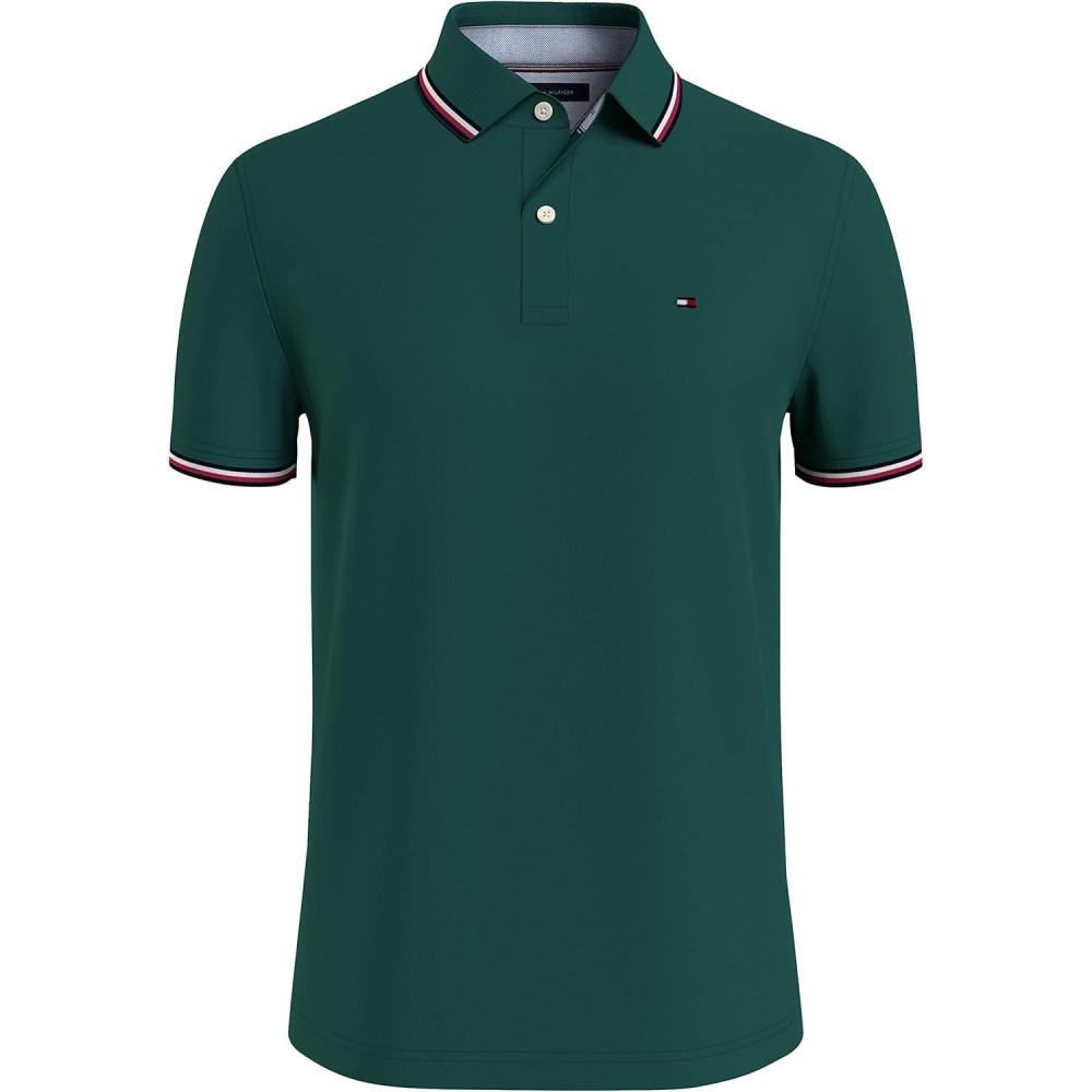 imageTommy Hilfiger Mens Short Sleeve Moisture Wicking Stretch Polo Shirt with Quick Dry UV ProtectionGreen Room