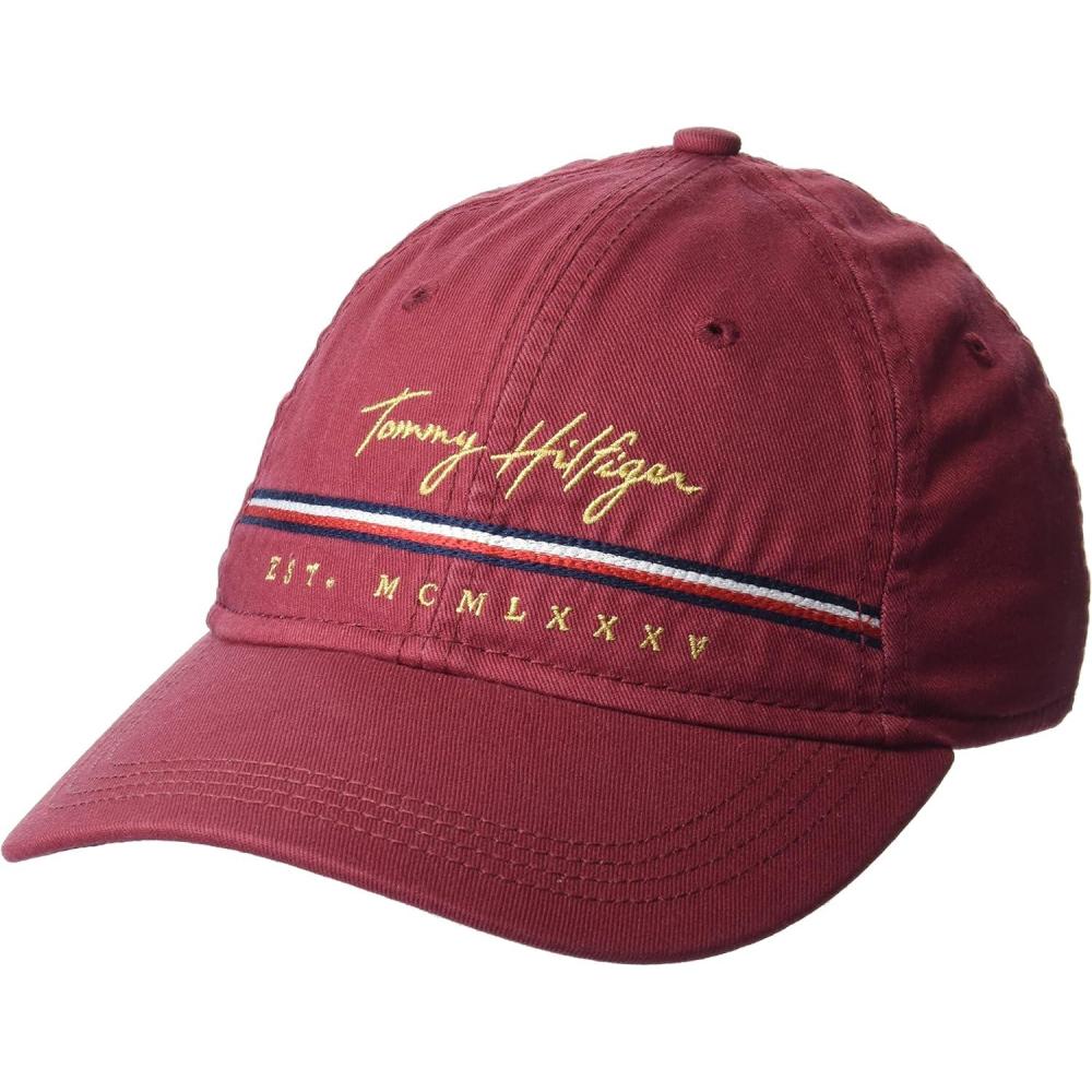 imageTommy Hilfiger Mens Signature Adjustable Baseball CapBurnt Russet