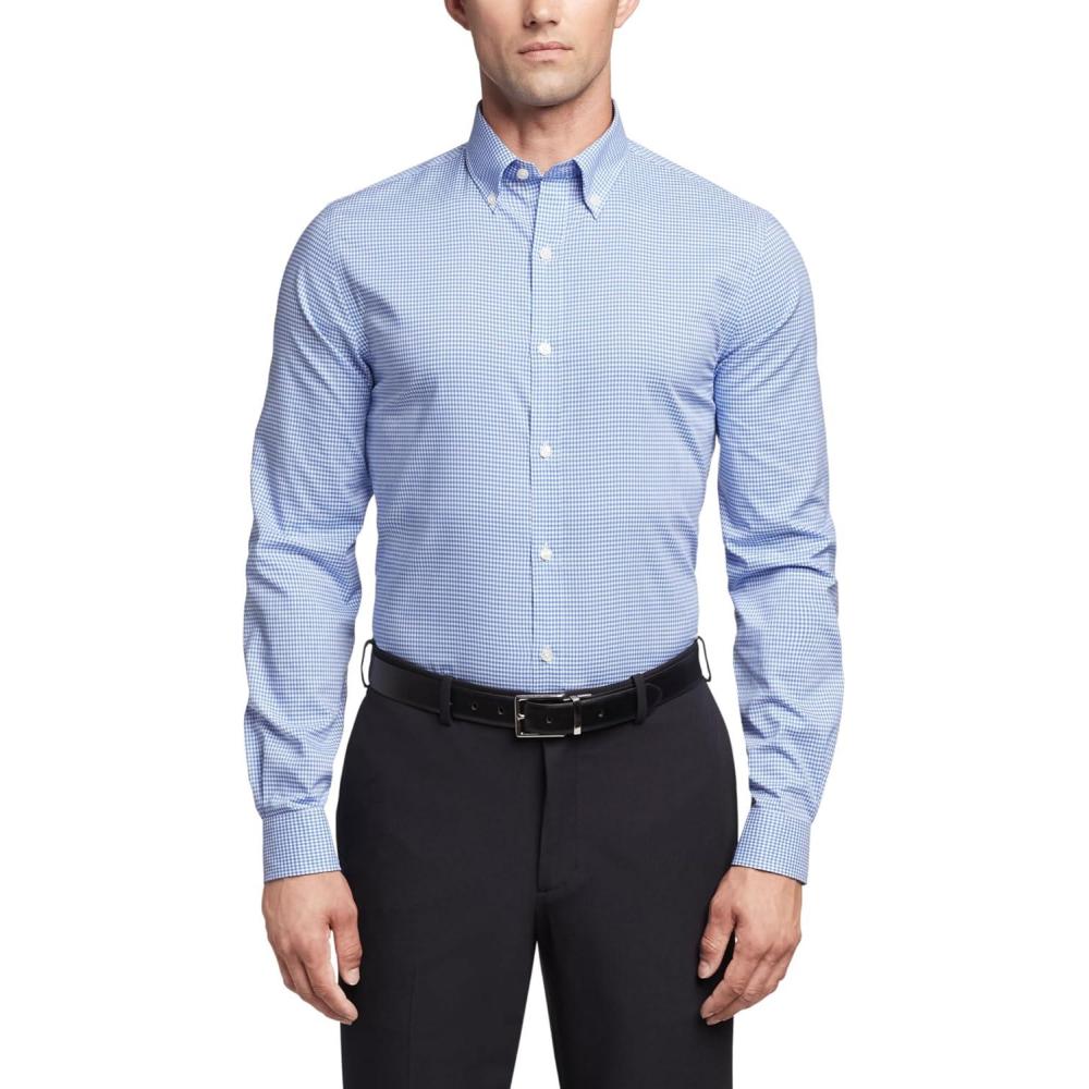imageTommy Hilfiger Mens Slim Fit Non Iron Gingham Dress ShirtClear Water