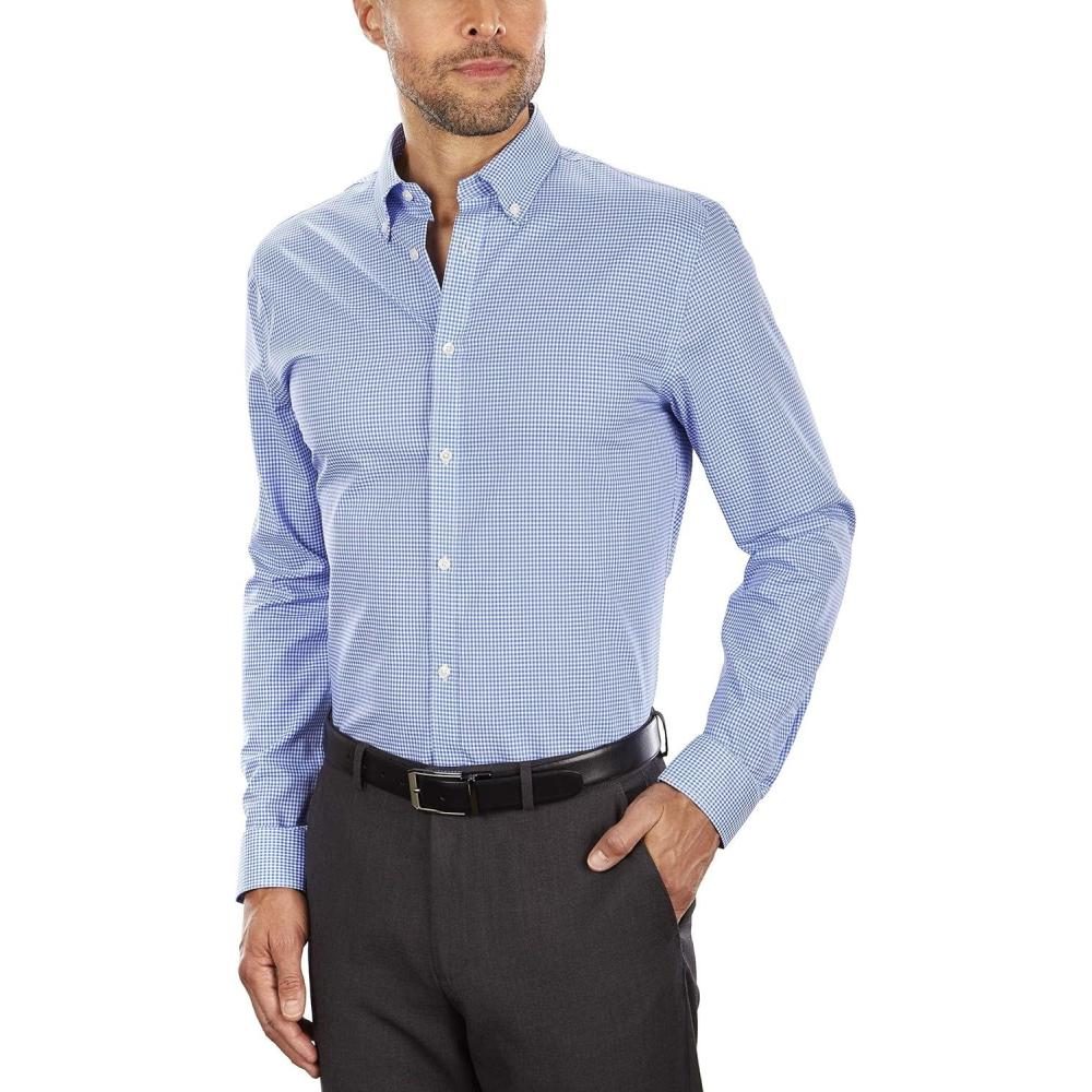 imageTommy Hilfiger Mens Slim Fit Non Iron Gingham Dress ShirtEnglish Blue