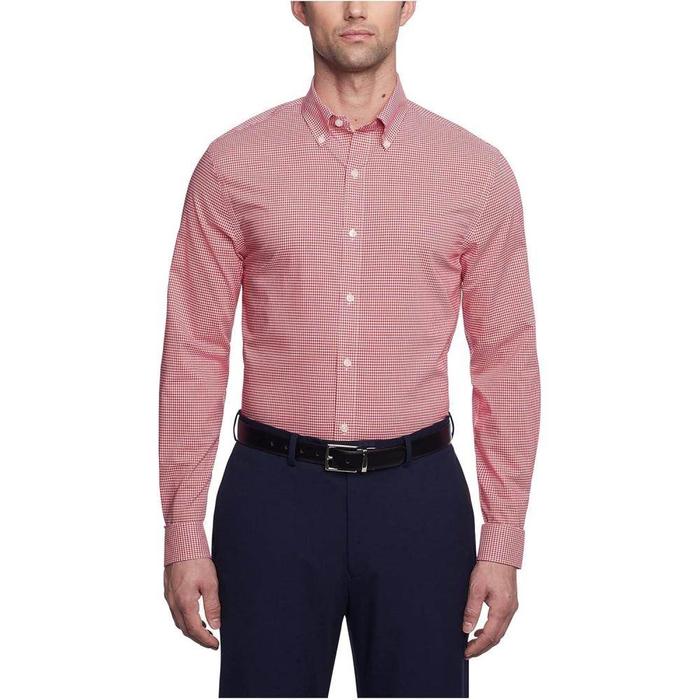imageTommy Hilfiger Mens Slim Fit Non Iron Gingham Dress ShirtLava