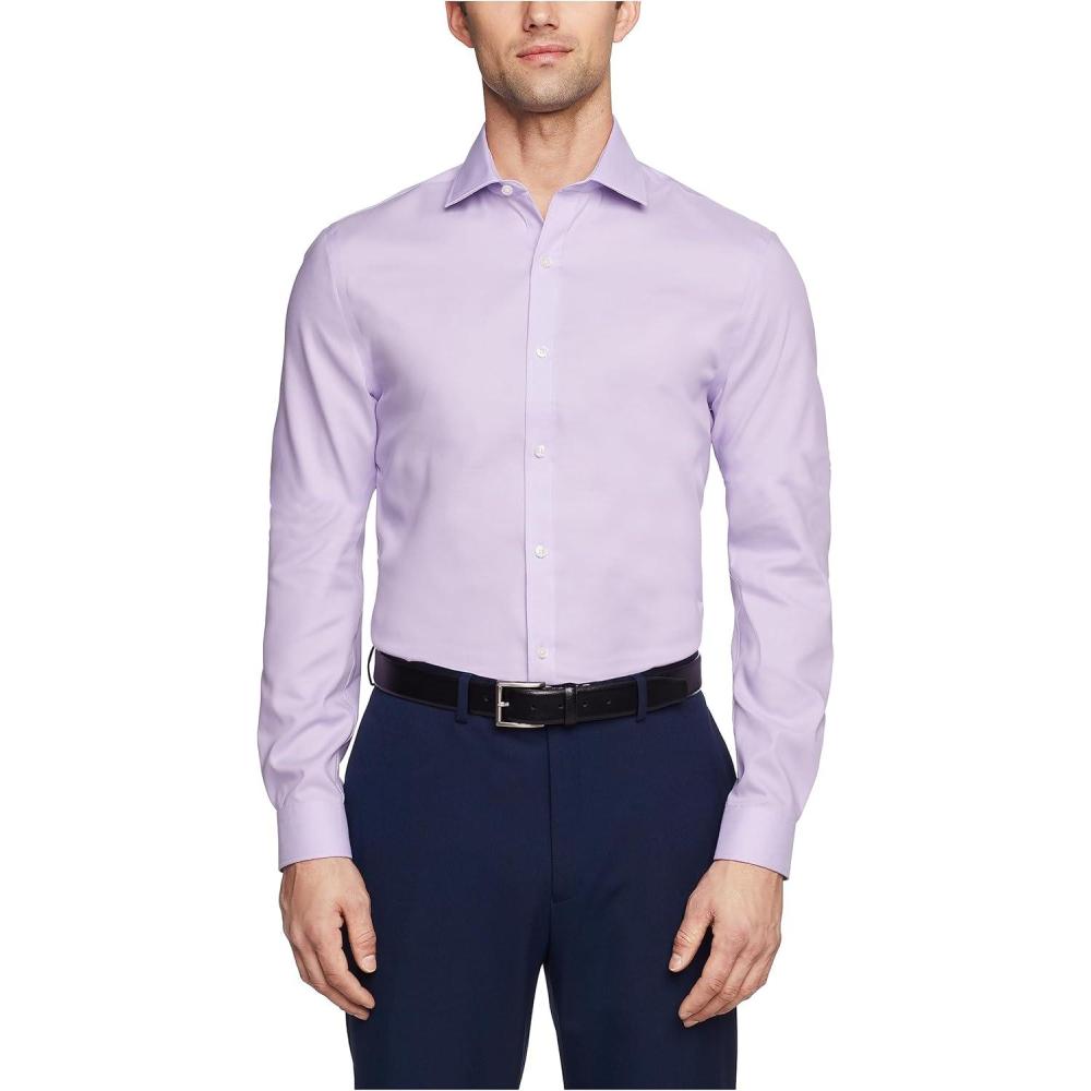imageTommy Hilfiger Mens Slim Fit Non Iron Solid Dress ShirtFrosted Lilac