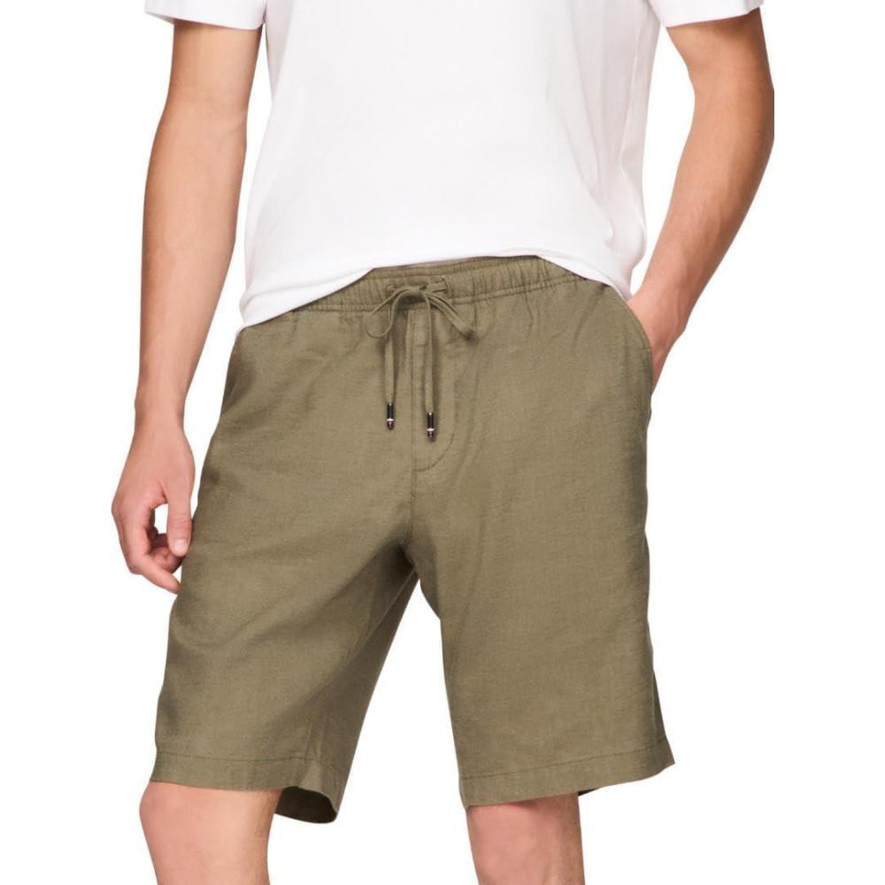 imageTommy Hilfiger Mens Summer Linen Shorts 10 Inch in Relaxed FitArmy Green